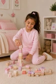 Soft Pink %100 Pamuk Basic Kız Çocuk Pijama Takımı thumbnail 5
