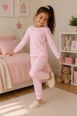 Soft Pink %100 Pamuk Basic Kız Çocuk Pijama Takımı thumbnail 2