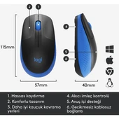 Logıtech M191 Kablosuz 1000 Dpı Mavi Mouse 910-005909 thumbnail 3