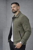 Basic Slim Fit Polo Yaka Süet Ceket thumbnail 3