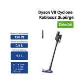 Dyson V8 Cyclone Kablosuz Süpürge-Siyah thumbnail 9