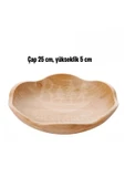 Dekoratif Bambu Servis Tabak, Servis Tabağı, Salata Tabağı, Çap 25 cm thumbnail 1