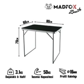 Madfox Zenith Katlanır Kamp Masası SİYAH thumbnail 6