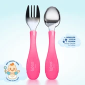 Paslanmz Çelik Çatal Kaşık Seti Pembe (2 ADET) thumbnail 3