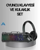 Işıklı  Klavye Mouse Ve Bluetooth Kulaklık Seti Türkçe Q Usb thumbnail 1