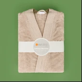 Soft Premium Unisex Bornoz - Bej - L / XL thumbnail 3