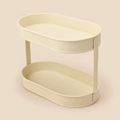 Bath 2 Katlı Oval Organizer - Krem - 32,5x19 cm thumbnail 1