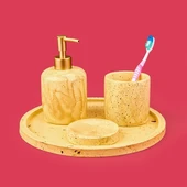 Bath Traverten Görünümlü Banyo Seti - Bej thumbnail 2