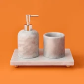 Bath 3'lü Mermer Banyo Seti - Gri thumbnail 1
