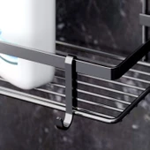 3 Katlı Kancalı Banyo Rafı - Siyah thumbnail 3