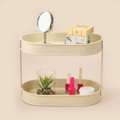 Bath 2 Katlı Oval Organizer - Krem - 32,5x19 cm thumbnail 2