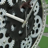 Çarklı Duvar Saati - Siyah / Gri - 50 cm thumbnail 3