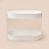 Bath 2 Katlı Oval Organizer - Beyaz - 32,5x19 cm thumbnail 2