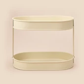 Bath 2 Katlı Oval Organizer - Krem - 32,5x19 cm thumbnail 3