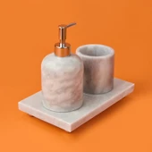 Bath 3'lü Mermer Banyo Seti - Gri thumbnail 2