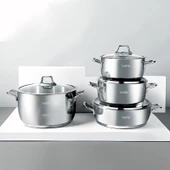 Silver Klasik 8 Parça Çelik Tencere Seti - Gri thumbnail 2