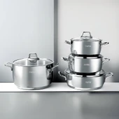 Silver Klasik 8 Parça Çelik Tencere Seti - Gri thumbnail 3