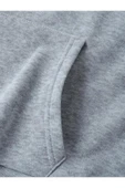 Organik Yolda Kapüşonlu Oversize Sweatshirt Gri thumbnail 3