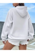 Fiery Night Kapüşonlu Basic Sweatshirt Beyaz thumbnail 2