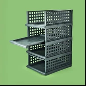 Maxi 4'lü Set Akıllı Raf - Antrasit - 34x45x18 cm thumbnail 3