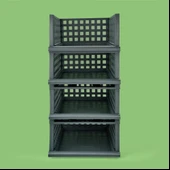 Maxi 4'lü Set Akıllı Raf - Antrasit - 34x45x18 cm thumbnail 2