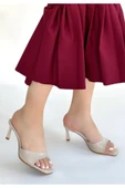 DMR Elegance Ribay Bej Rugan Topuklu Terlik thumbnail 1