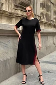 Siyah Şeritli Modal Elbise thumbnail 5