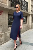 Lacivert Şeritli Modal Elbise thumbnail 2
