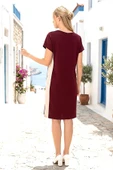 Bordo Garnili Modal Elbise thumbnail 3