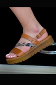 KADIN SANDALET HAKİKİ DERİ TABA - GRİ thumbnail 3