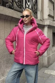 Fuşya Su Geçirmez Kapüşonlu Şişme Mont thumbnail 6
