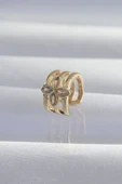 Pirinç Gold Renk Yonca Earcuff Küpe thumbnail 1