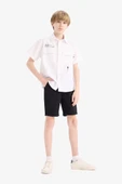 Defacto C2955 Siyah Erkek Çocuk Cepli Basic Düz Gabardin Şort thumbnail 2