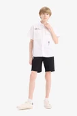 Defacto C2955 Siyah Erkek Çocuk Cepli Basic Düz Gabardin Şort thumbnail 3