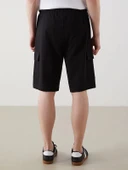 XSIDE Siyah Slim Fit Erkek Kargo Şort thumbnail 4