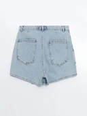 XSIDE Mavi Dar Fit Mini Jean Şort Etek thumbnail 8