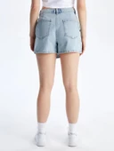 XSIDE Mavi Dar Fit Mini Jean Şort Etek thumbnail 6