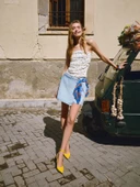 XSIDE Mavi Dar Fit Mini Jean Şort Etek thumbnail 2