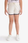 Defacto B5164 Ekru Kız Çocuk Beli Lastikli Basic Düz Şort thumbnail 3