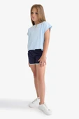 Defacto B5164 Lacivert Kız Çocuk Beli Lastikli Basic Düz Şort thumbnail 3