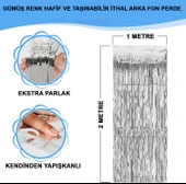 Gümüş Metalize Saçaklı Fon Perde thumbnail 1