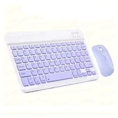 ScHitec Bluetooth Klavye + 2,4 Ghz+Bluetooth Mouse Seti Type-C Şarjlı Mor thumbnail 1