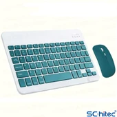 ScHitec Bluetooth Klavye + 2,4 Ghz+Bluetooth Mouse Seti Type-C Şarjlı Yeşil thumbnail 2