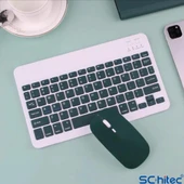 ScHitec Bluetooth Klavye + 2,4 Ghz+Bluetooth Mouse Seti Type-C Şarjlı Mor thumbnail 4