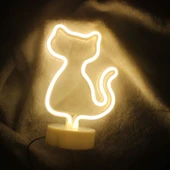 Neon Işıklı Kedi Tasarımlı Lamba thumbnail 2