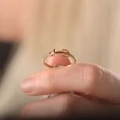 14k Altın Kalbinde Demirli Çapa Yüzük thumbnail 6