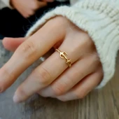 14k Altın Kalbinde Demirli Çapa Yüzük thumbnail 4