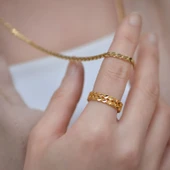 22 Ayar Altın Arpa Model Pullu Yüzük thumbnail 6