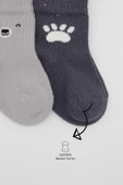 Bistyle 2li Bear Penye Soket Çorap 10116 Gri thumbnail 3