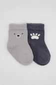 Bistyle 2li Bear Penye Soket Çorap 10116 Gri thumbnail 2